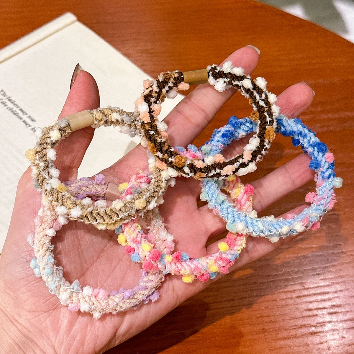 

5pcs/colored Head Rope Hair Accessories For Women High Elastic Durable Rubber Band Women New Plush Head Rope Hair Ring