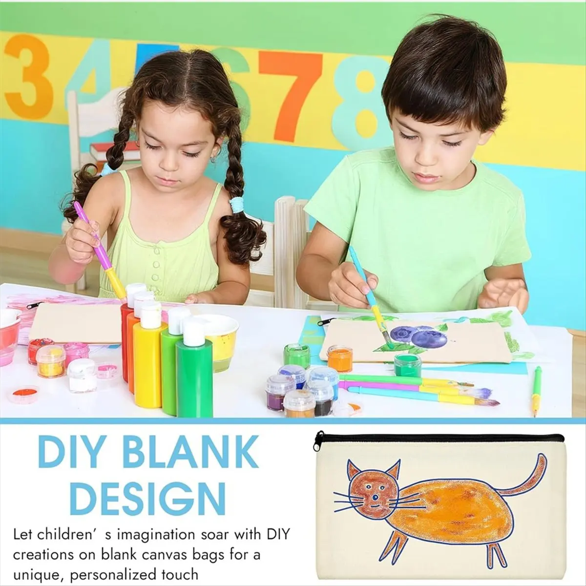 

KSOL Canvas Pencil Pouch, 12 Pack Blank Canvas Zipper Bag Cosmetic Bag Bulk, Zippered Sublimation Pencil Case Blank for DIY