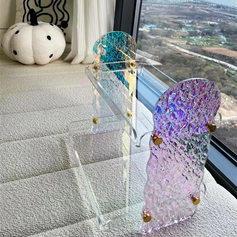 Iridescent Colorful acrylic cup holder perfume skin care products storage shelf cup cosmetics storage, display dresser bath room