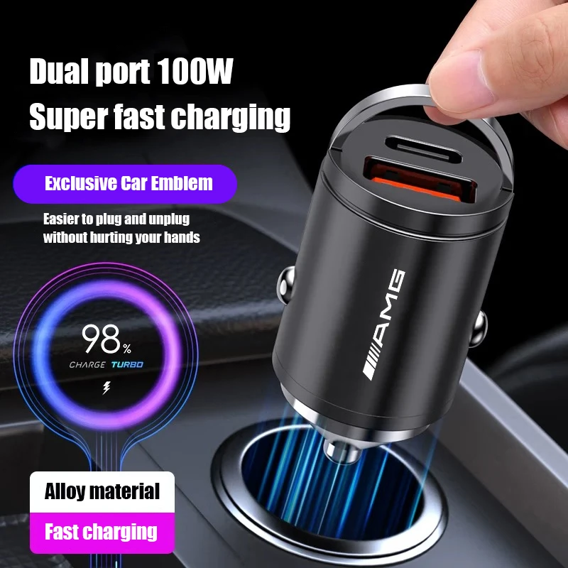 

Car Charger USB Type-C Fast Charging Adapter Auto Accessories For Mercedes Benz AMG A B C E G CLA W211 W203 W204 W210 W124 C260