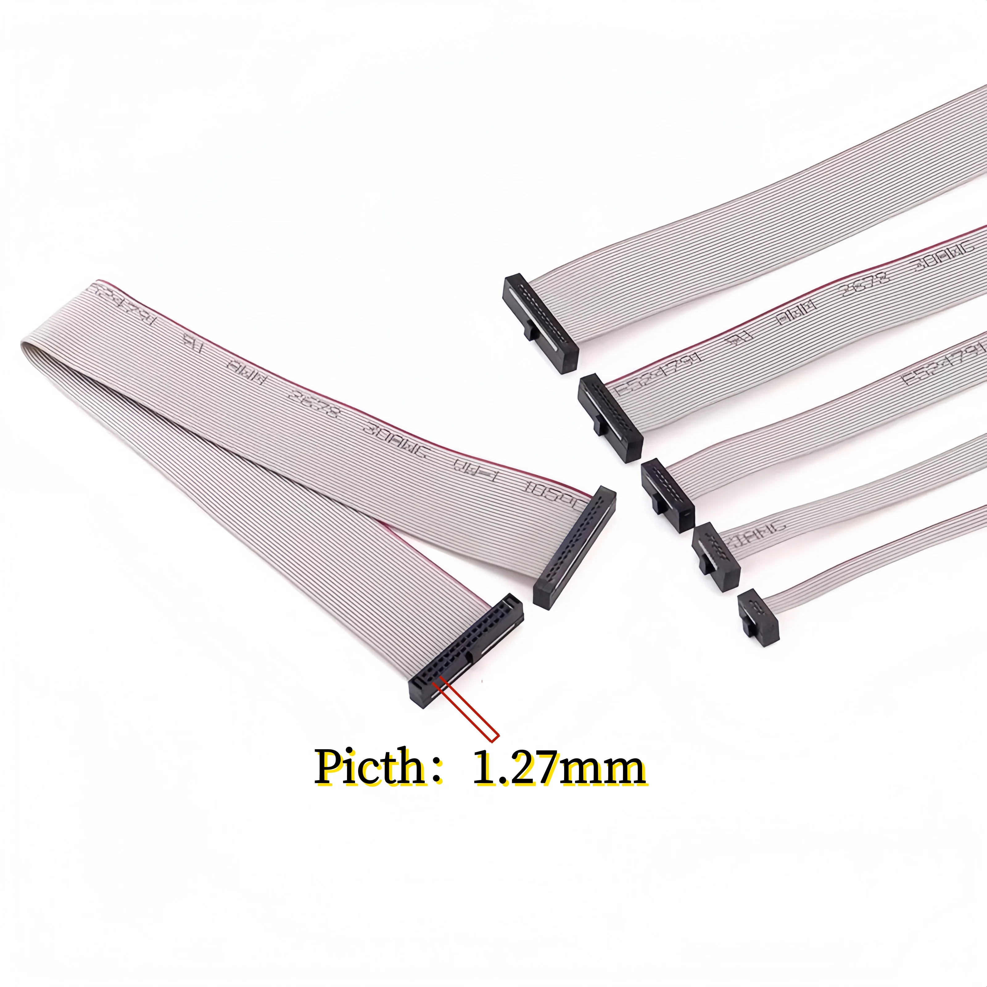 1PCS 1.27MM/2.0MM/2.54MM Pitch FC-6/8/10/16/20/40/50 Pin 20/30/50/CM Gray Flat Ribbon Jtag Isp Download Data Cable 1.27 2.0 2.54