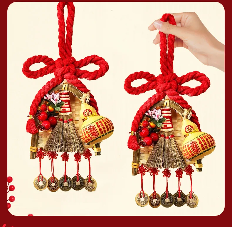 هووسورمينغ مكنسة مجرفة قلادة مقبض الباب الديكور الصينية عقدة جديد ديكور المنزل حفل لوازم #2