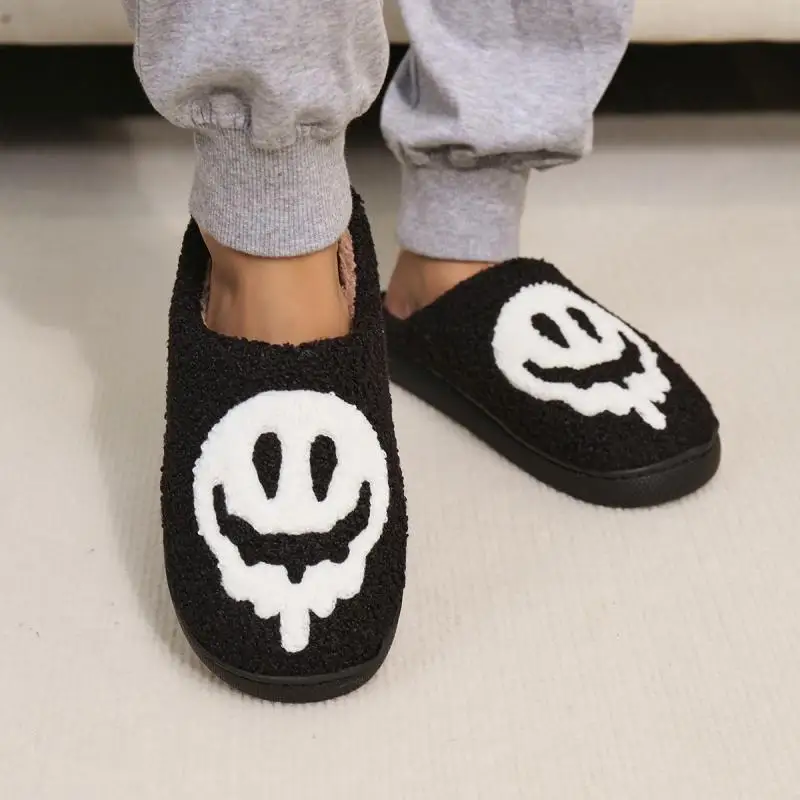 Halloween Funny Casual Fluffy Slippers Women House Flats Cute Cartoon Designer Winter Shoes Girls Fashion Footwear Large Size