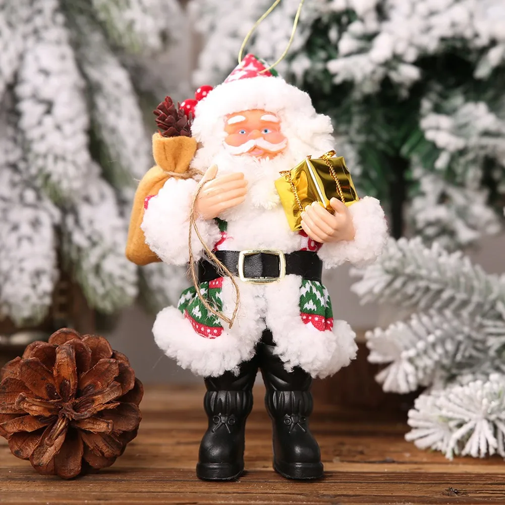 Santa Claus Doll Pendant Standing Figure Desktop Ornamnets Xmas Festival Scene Setting Decorative Dolls Baby Children Presents