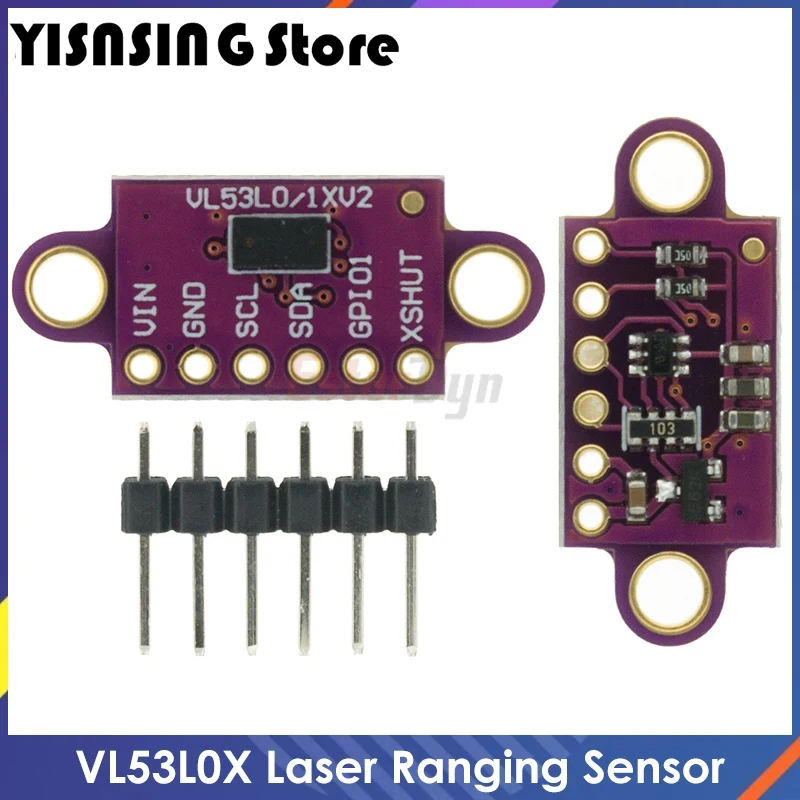 VL53L0X Time-of-Flight (ToF) Laser Ranging Sensor Breakout 940nm GY-VL53L0XV2 Laser Distance Module I2C IIC 25MM*10.7MM