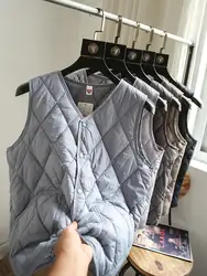 Outdoor Lightweight Cotton Padded V-Neck Vest Casual Couples Style Autumn Winter Men's Women's Thermal Hoody Jacket