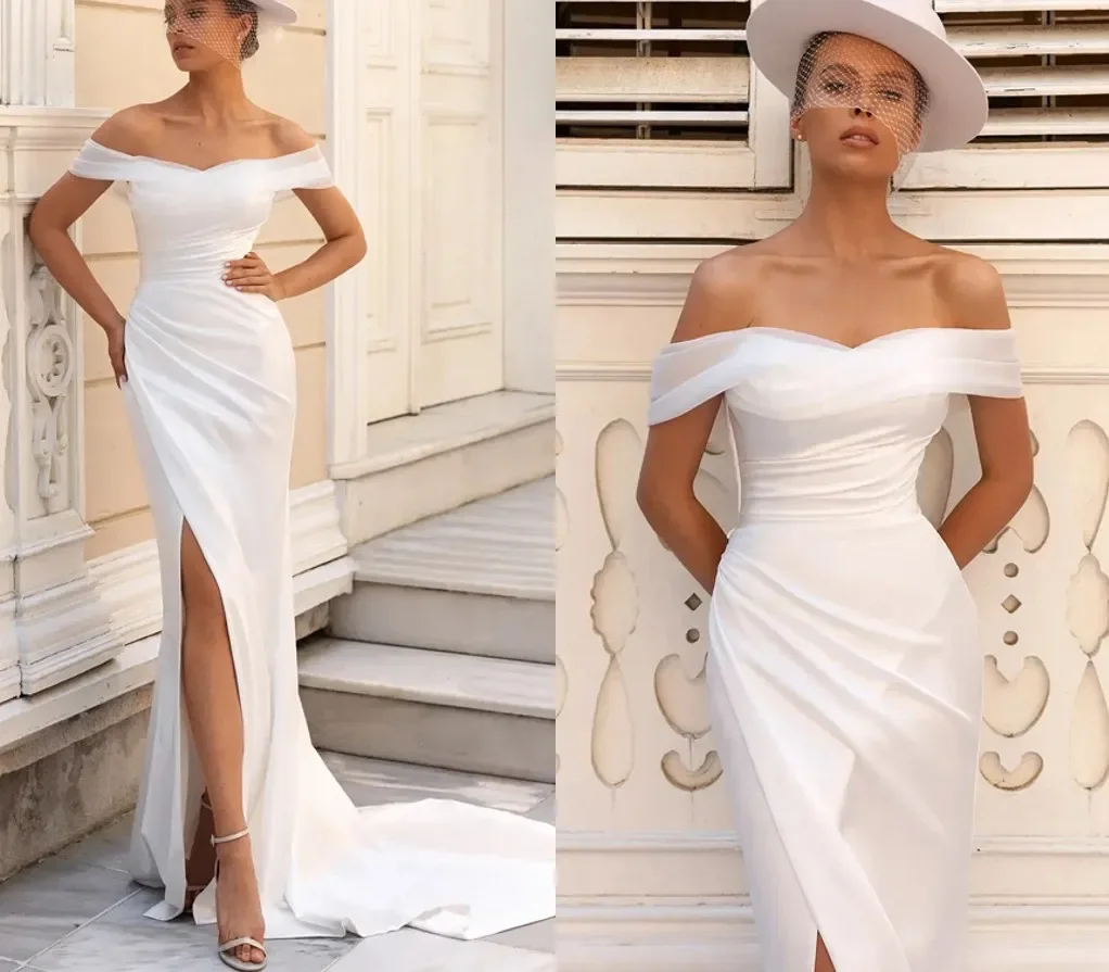 Robe de mariée sirène sexy en satin, grande taille, évasée, évasée, avec traîne de balayage, pour les patients, tenue éducative