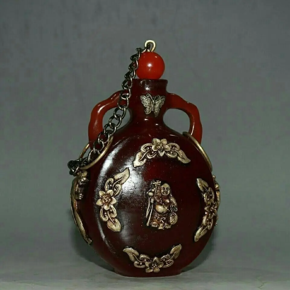 Retro Flower butterfly maitreya buddha Snuff Bottle mini bottle ﻿