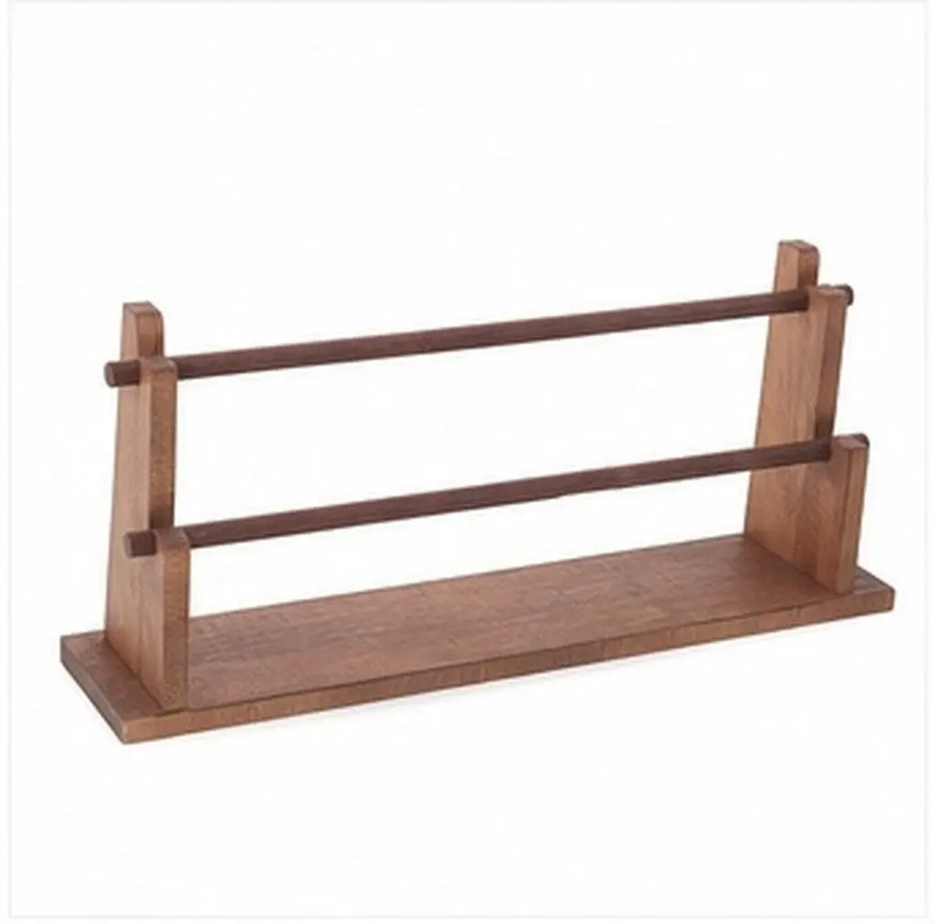 2-Tier Wood Ribbon Storage Organizer Rack Display Stand for Flower Shop Craft Sewing Spool Holder Tape Thread Organizer