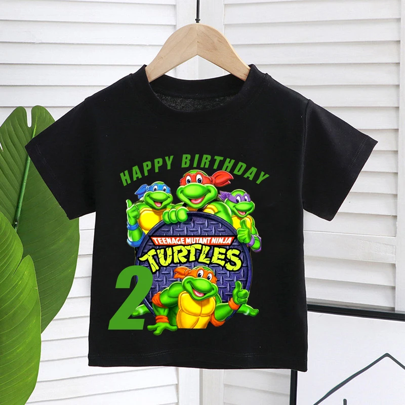 Teenage Mutants Ninjas Turtles T-Shirt Kid Birthday Cotton Cute Girl Summer Cosplay Clothes Baby Boy Comfortable Tee Letter Tops view 2