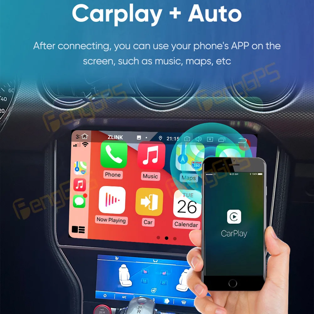 Car Radio Android 13 8G+128G for Mustang Ford 2015-2018 8 Core Multimedia Player Navigation GPS Carplay Central Control Digital