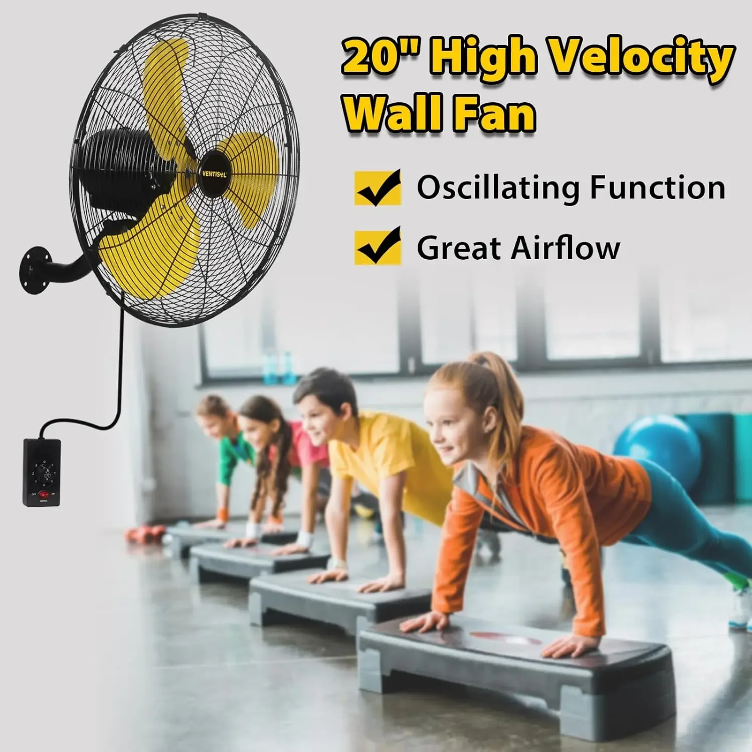 20 Inch High Velocity Oscillation Wall Mounted Fan for Porch, Greenhouse,Workshop,Home, Patio,-3 Speed Wall Fan Oscillating-4,95