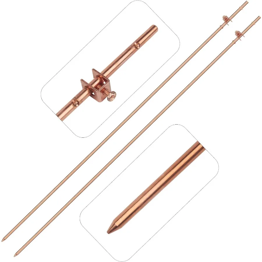 

2Pack Ground Rod 3 8''x4' Grounding Stake Electrical Fence Antenna Electrode Satellite Dish TV Aerial Electrical Wire Lightning