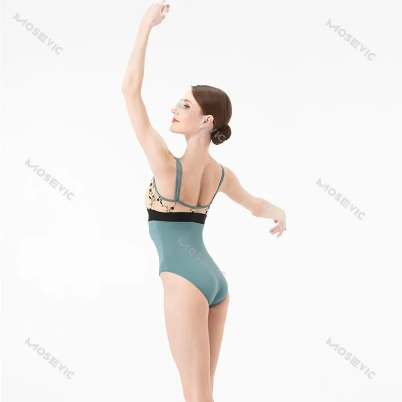 New Embroidery Double Strap Ballet Leotards Adult Ballerina Dance Wear Practice Dancing Swimsuit Ballet Leotard Bodysuit Woman