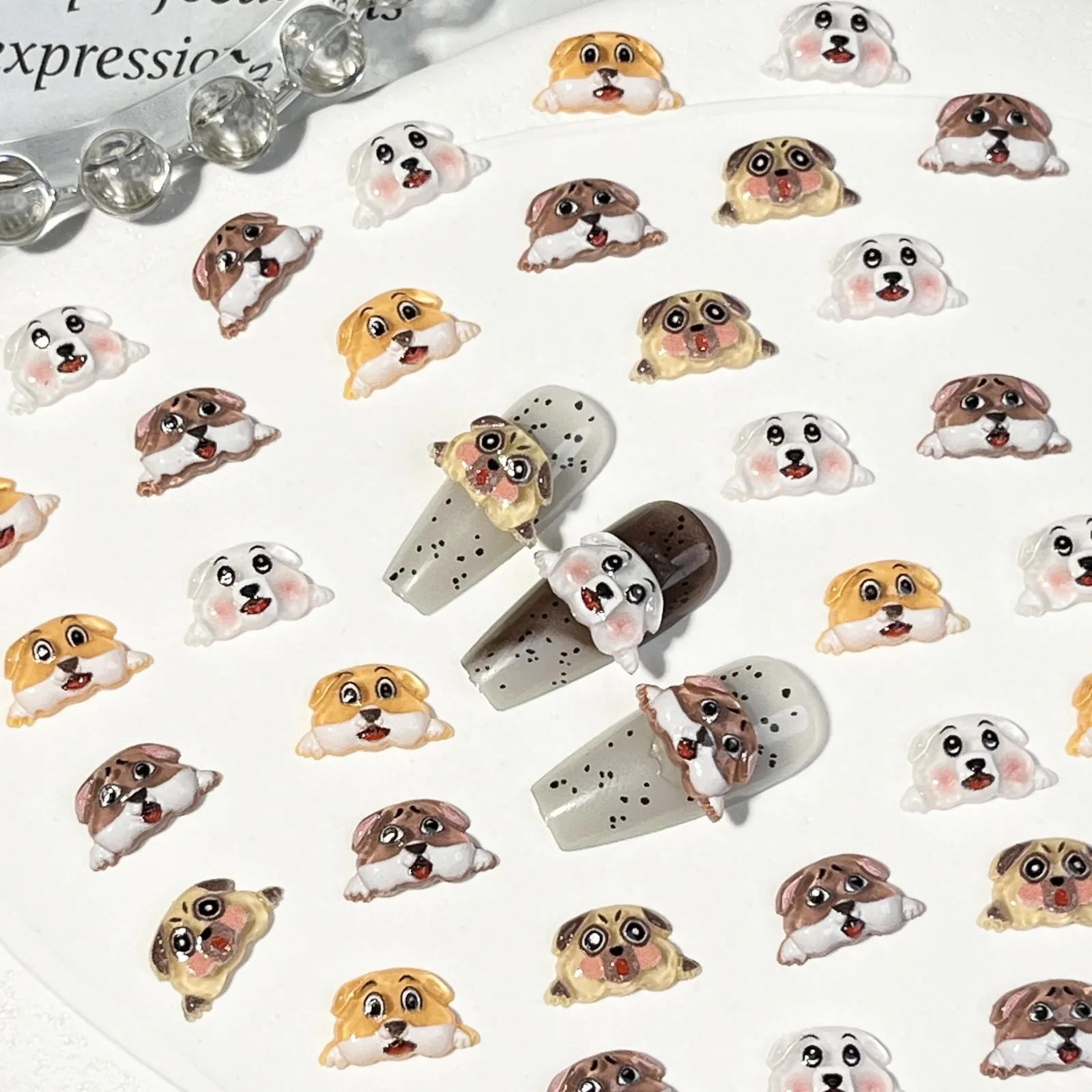 20pcs miniso dog cartoon nail charms for diy nail making kawaii cute resin nail art decoreation