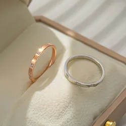 2mm Thin Stackable Ring Stainless Steel 3 Stone CZ Wedding Band for Women Girl Size 4-10