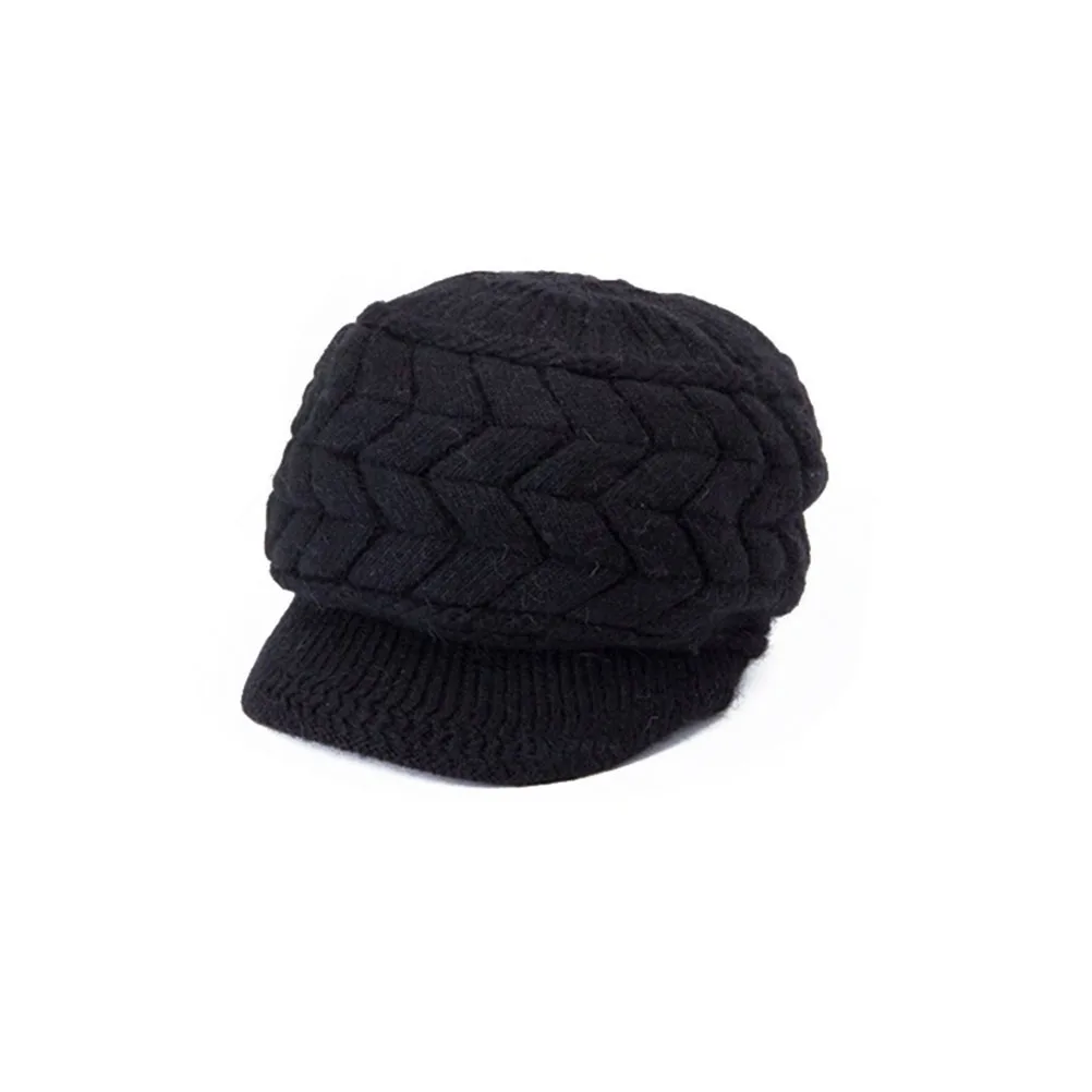 

Women Winter Warm Knit Wool Cap Black High Quality Elastic Design Soft Comfortable Warm Ear Protection Hat Women Winter Cap