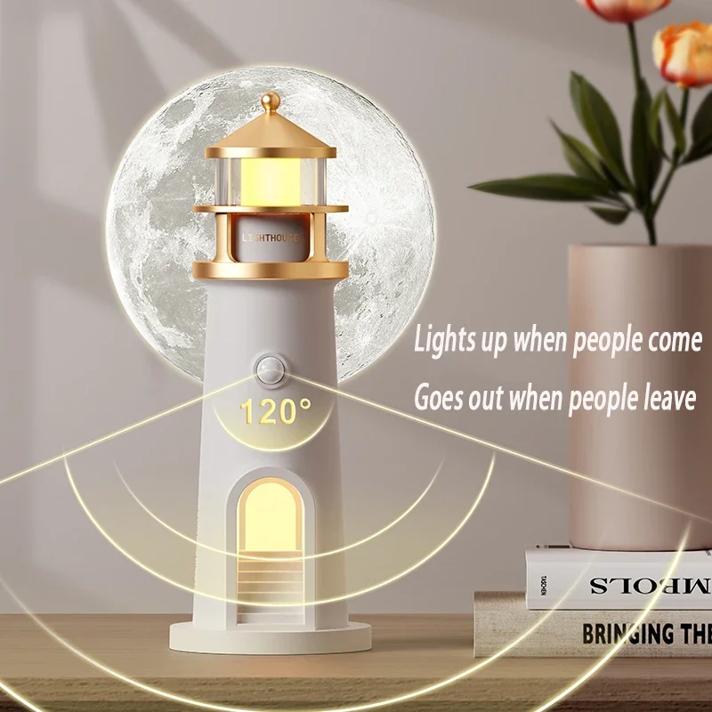 

Moon Projection Lighthouse Night Light Motion Sensor Dimmable Timing Ambient Light Bluetooth Music Player Xmas Birthday Gift