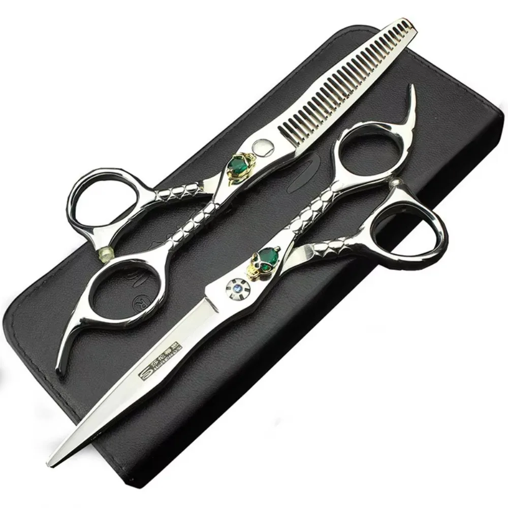 Scissors Professional Hairdressing Scissors 6-inch Japanese 440c Scissors Haircut Thinning Scissors Kit Wear-resistant Non slip