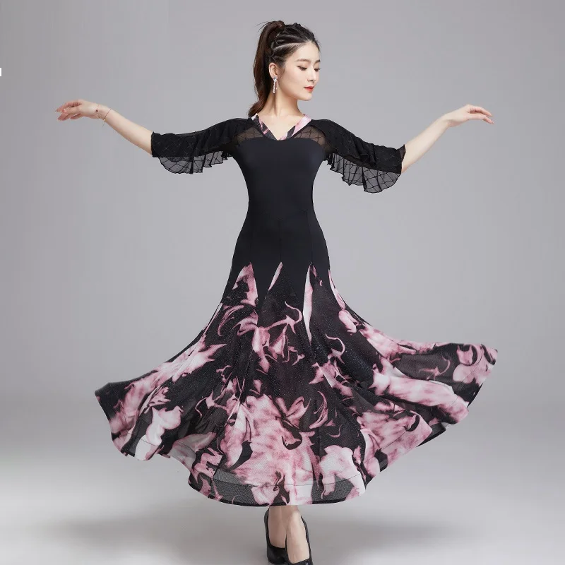 

X078 Modern Dance Dress Women's New Latin Dance National Standard Dance Waltz Ballroom Dance Costumes Dancing Performance Dress