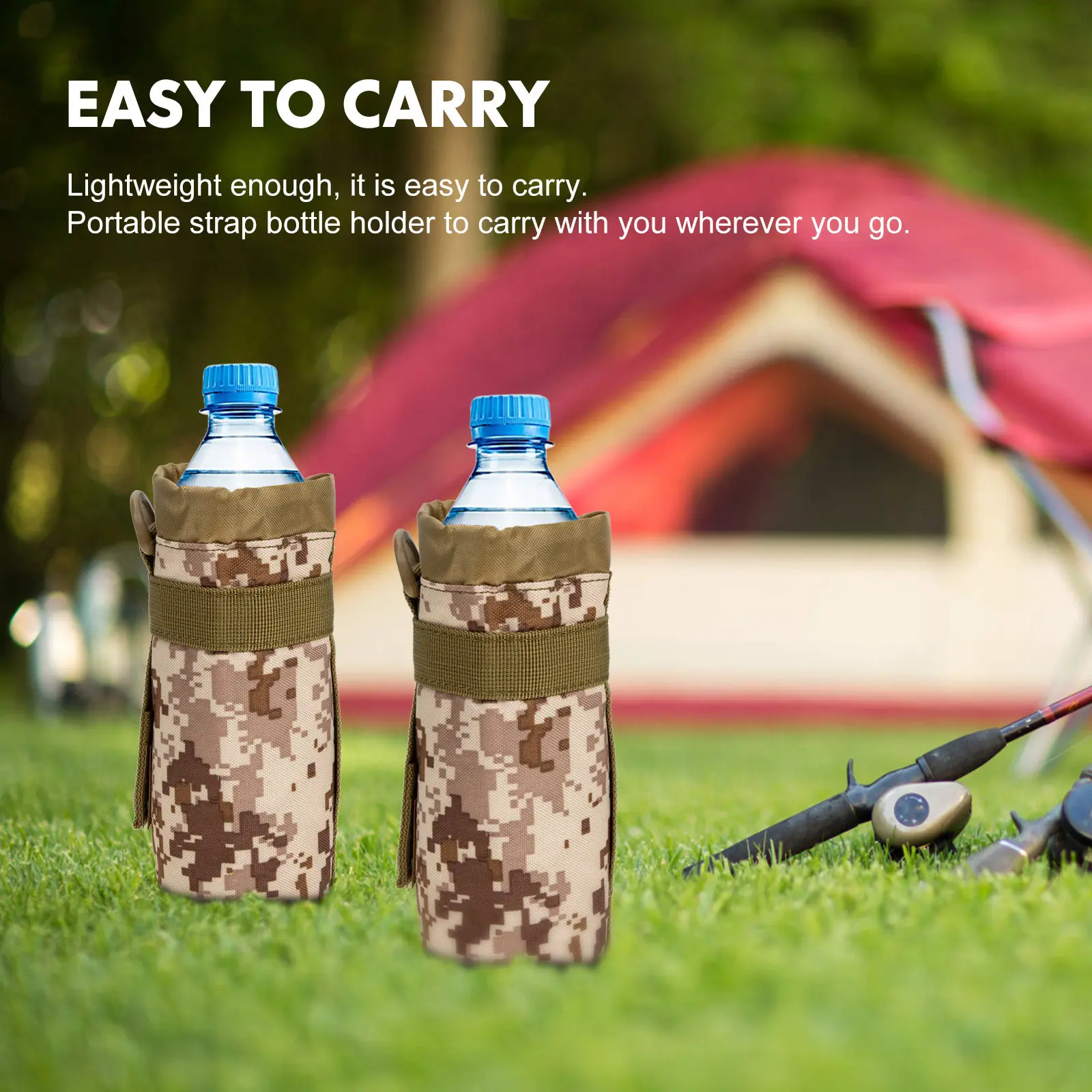 Water Bottle Storage Pouch Insulated Waterproof Non Slip Heat Retaining Nylon with Comfortable Adjustable Strap for Hiking