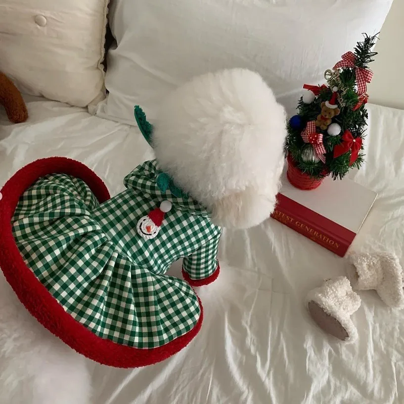 

Pet Clothes Dog Cat Christmas Dress Santa Reindeer Costume Winter Outfit Warm Soft Cute Ins Style Festive Holiday Apparel Pets