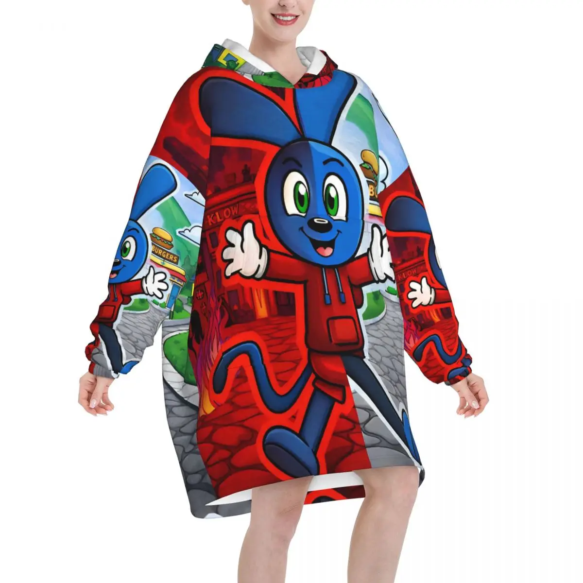 Toon Turf Oversized Blanket Hoodie Sweatshirt Long Fleece Hooded Wearable Blanket with Large Pocket for Women Men
