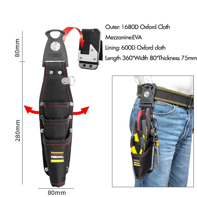 Quick Hanging Tool Bag,Electrician Waist Bag, Multi-function Portable Tool Storage Bag For Point-nosed Pliers / Oblique Pliers