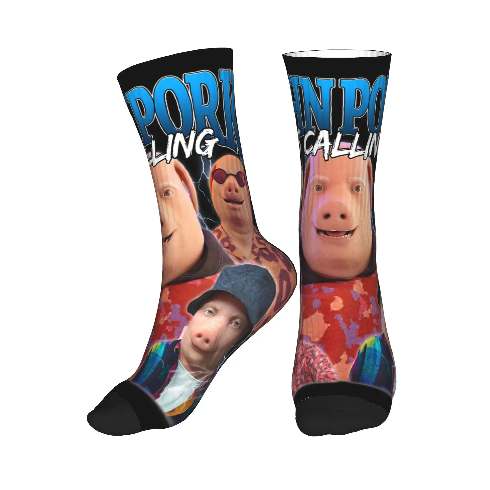 Funny John Pork is Calling Meme Vintage John Pork Bootleg Stockings Men Socks Casual Socks Autumn Climbing Anti-Slip Socks Gift