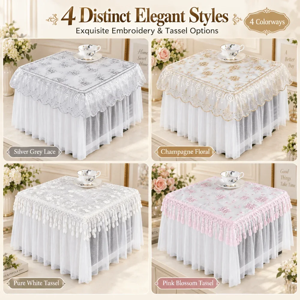 Washable Breathable Microwave Oven Cover Full‑Wrap Design Embroidered Ornament Double‑Layer Cloth Dust‑proof Oil‑proof