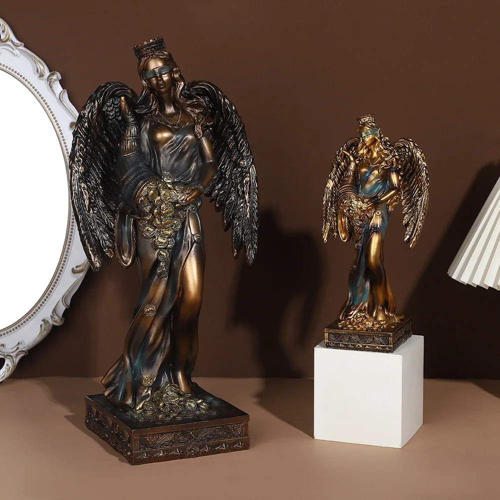 New Greek Wealth Goddess Resin Statue Craft Ornament Cashier Office Desktop Decor Home Art Festival Gift Home Decora Accessories