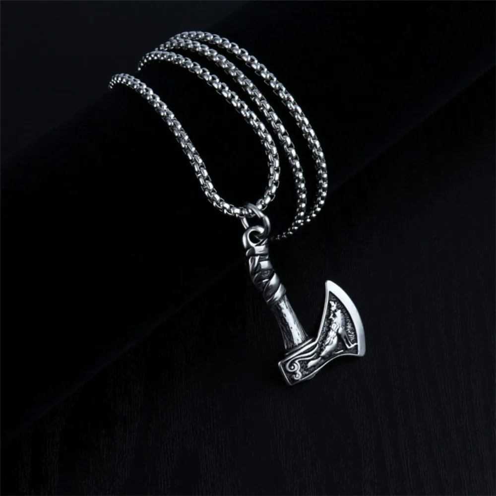 Versatile Personalized Creative Retro New Classic Simple Viking Ax Pendant Necklace Men's Hip-hop Punk Party Pendant Accessories