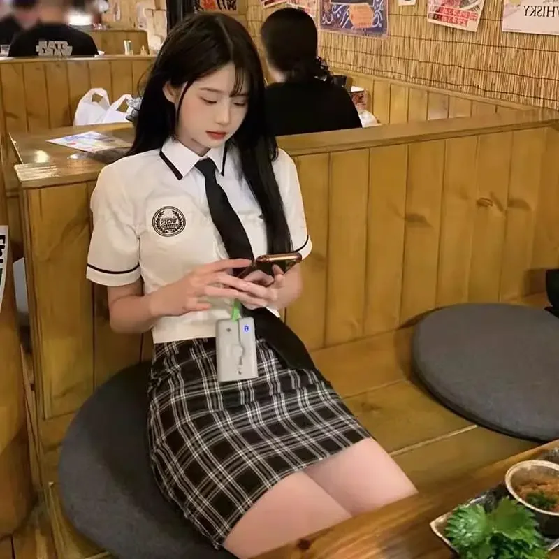 Costume da scuola superiore giapponese a vita alta gonna a portafoglio per l'anca ragazza Jk uniforme quotidiana in due pezzi Jk Set vestito uniforme da studentessa