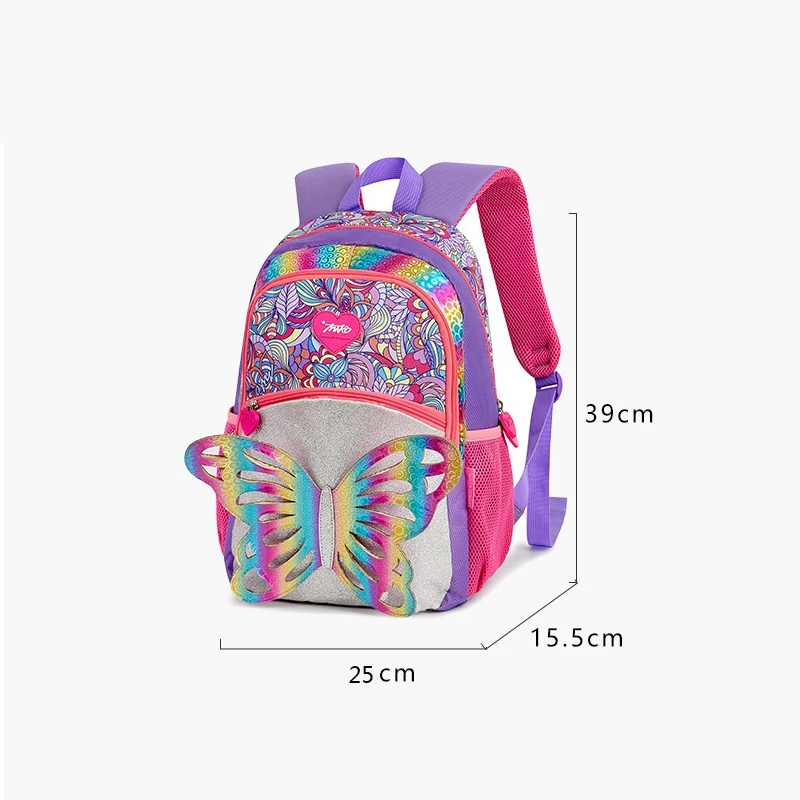 Imagem -04 - Bolsa Escolar Borboleta Arco-íris para Meninas Mochila Infantil para Crianças Bolsa de Escola Primária para Adolescentes 3d