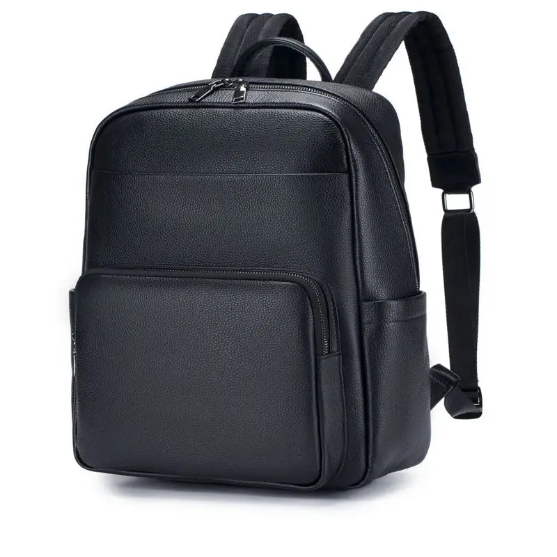 Top layer cowhide double-shoulder bag soft leather casual men's bag fashionable multi-functional backpack outdoor motorcycle bag