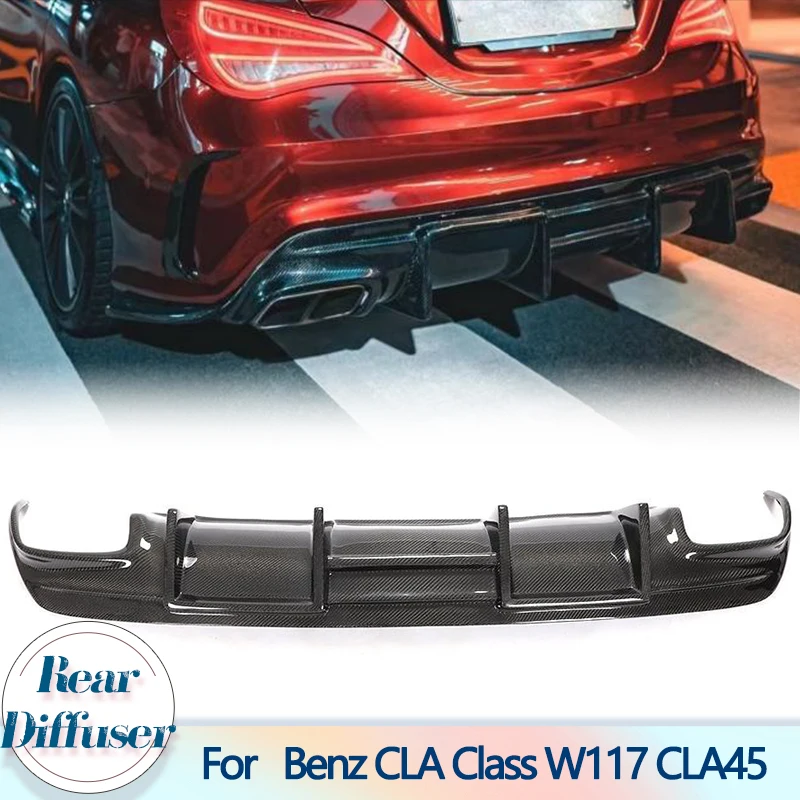 Car Rear Bumper Diffuser Spoiler for Mercedes-Benz CLA Class C117 W117 Sport CLA45 AMG 2013-2019 Carbon Fiber Rear Diffuser Lip