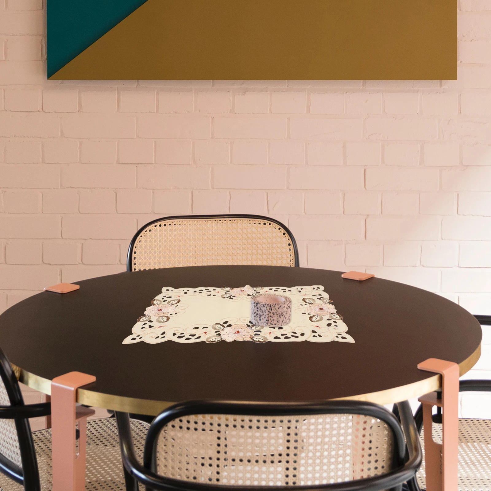 

/Set Classical Embroidery Place Decorative Table Mat For Dining Room Home Wedding Party Creative Practical Tableware