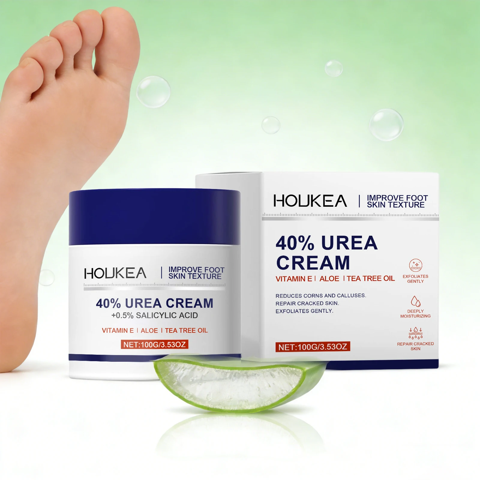 

Крем для ног с мочевиной 40% и салициловой кислотой 0.5% для восстановления потрескавшихся пяток, отшелушивания, удаления мозолей и увлажнения кожи стоп