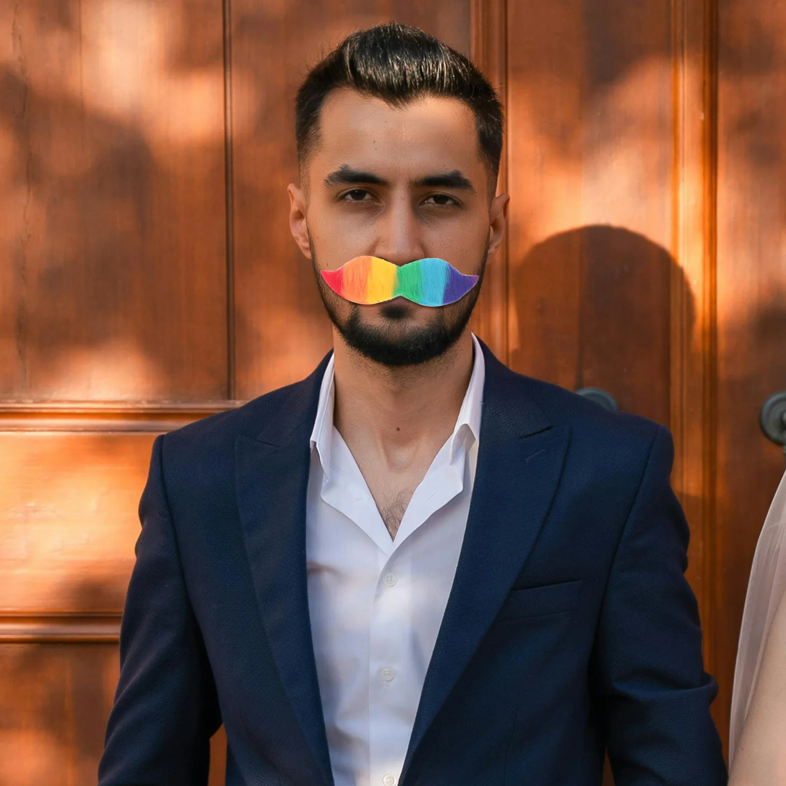 

1Set Rainbow Colorful Fake Mustache and Beard Set Self Adhesive Party Costume Masquerade Clown Pirate Detective Performance