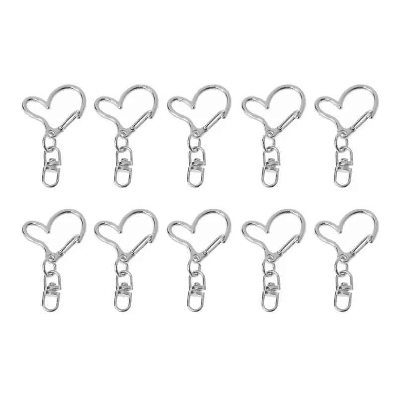 10x/Set Lobster Clasp Hook Anti-corrosion Metal Heart Keychain DIY Jewelry Findings for Jeans Skirts Bag