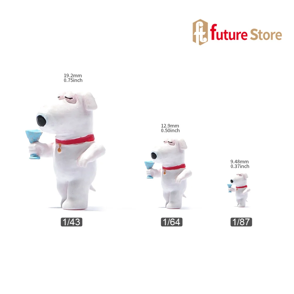 Resin 3D Print 1/87 1/64 1/43 1/24 Cute Anime White Dog T-Shirt Man Miniature Figure Diorama Model Doll Props Creative Photograp