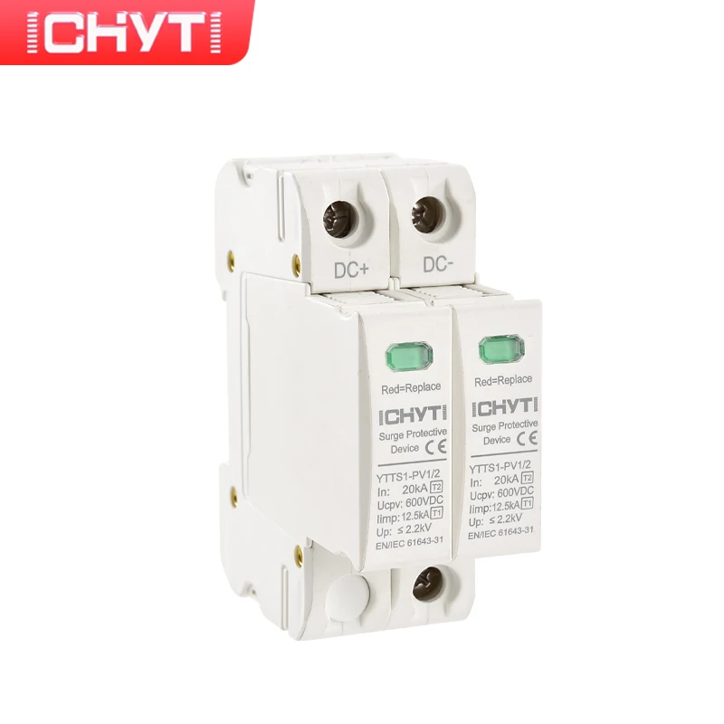 Imagem -03 - Chyt Ytts1-pv1 t1 Mais t2 dc Spd 2p 600v 1000 20ka 4040ka 12.5ka Solar Fotovoltaico pv Dispositivo de Proteção contra Surtos