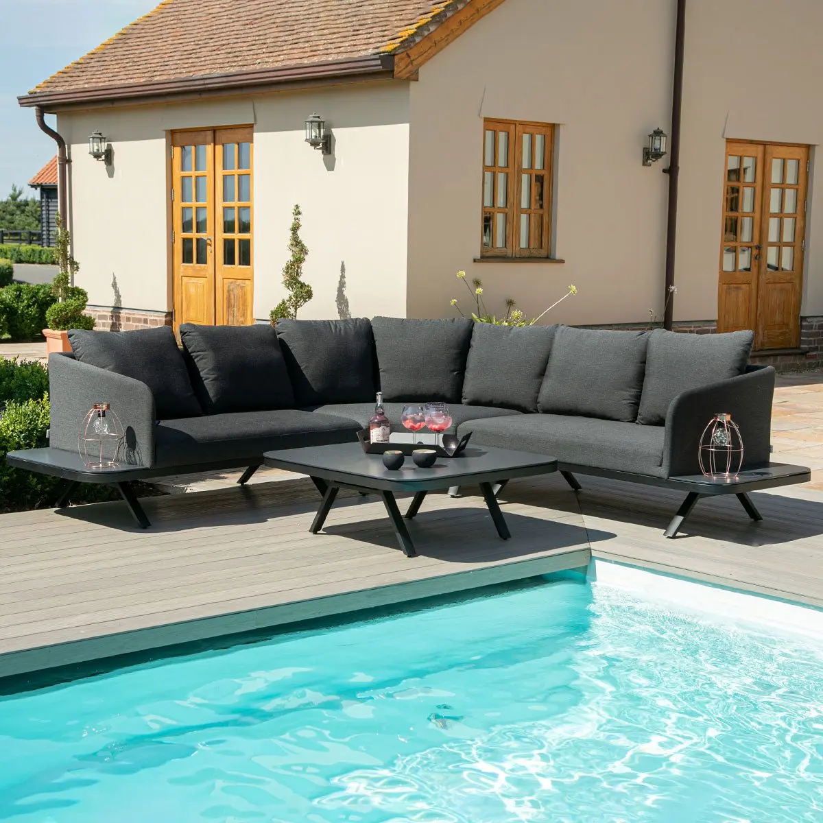 

Outdoor Aluminium Sofa Hotel Furniture Waterproof Soft Olefin Fabric Lounge Set Garden Conversation sets Patio Sectional Sofa