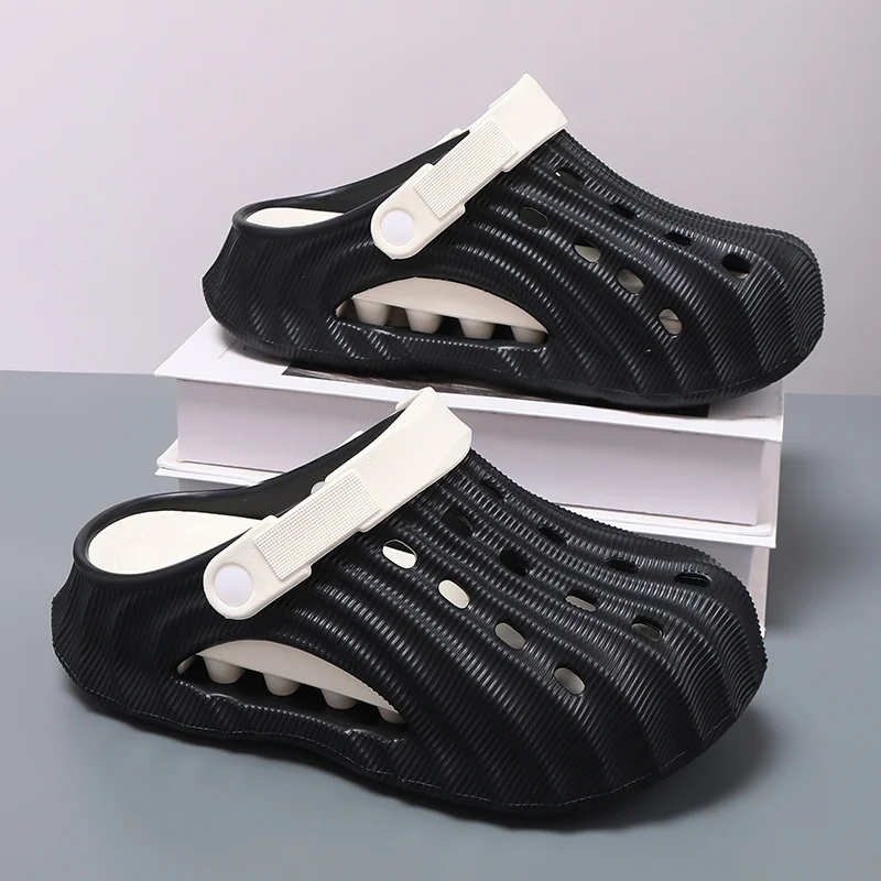 Male Solid Color Slides Wear Resistant Thick Bottom Anti Slip Soft EVA Material Home Bedroom Outdoor Street Casual Shoes