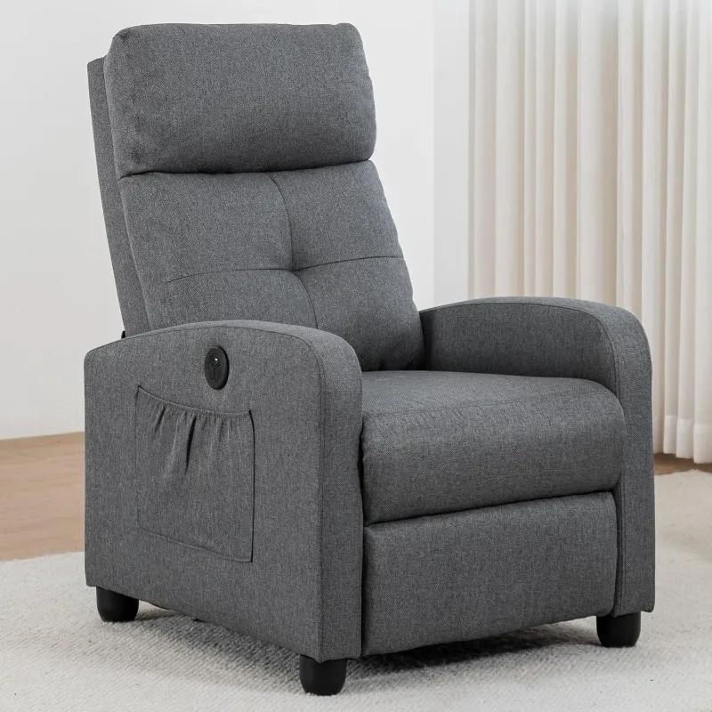 Power Recliner Chair, Fabric Recliner Chair for Adults, Small Recliner Home Theater Seating with Lumbar Support