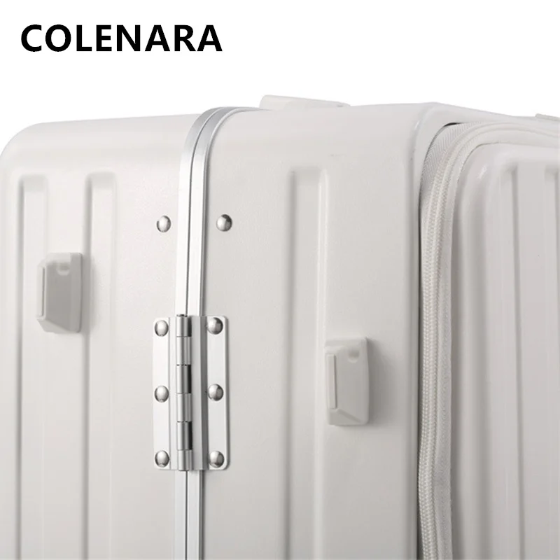 COLENARA 荷物トラベルバッグ 20 インチアルミフレーム搭乗ケース 24 インチフロントオープンラップトップトロリーケースユニバーサルホイールスーツケース