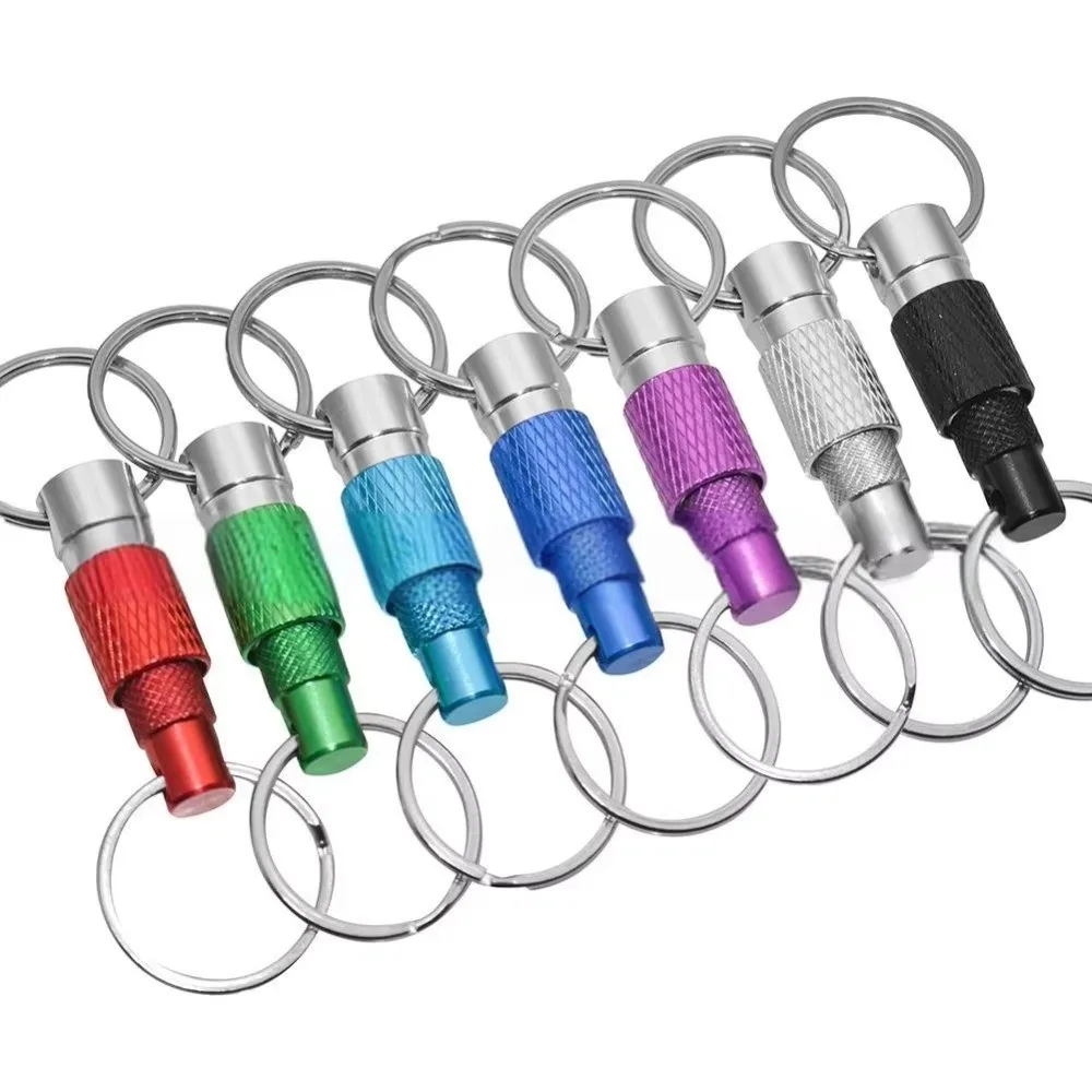 New Double Headed Quick Release Keychain 360° Rotation Retractable Clip Pull Apart Buckle Aluminum Alloy Mini Keys Fob EDC Tool