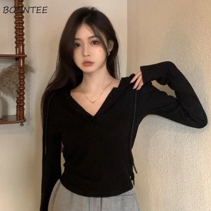 Hoodies Women Solid Minimalist S-3XL Temperament Hotsweet Designed Korean Style Basic Spring Ladies All-match Classic Graceful