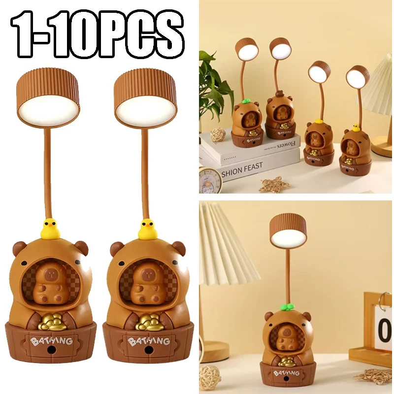 

Linda New Capibala Doll Desk Lamp for Student Dormitory Learning Portable Bedroom Nightlight with Second Level Lighting