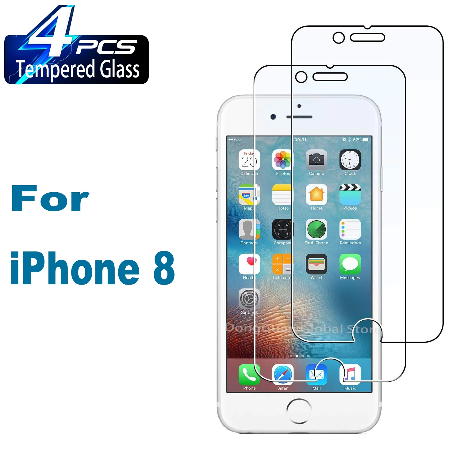 

1Pcs/4Pcs HD Tempered Glass For iPhone 8 Screen Protector Glass Film